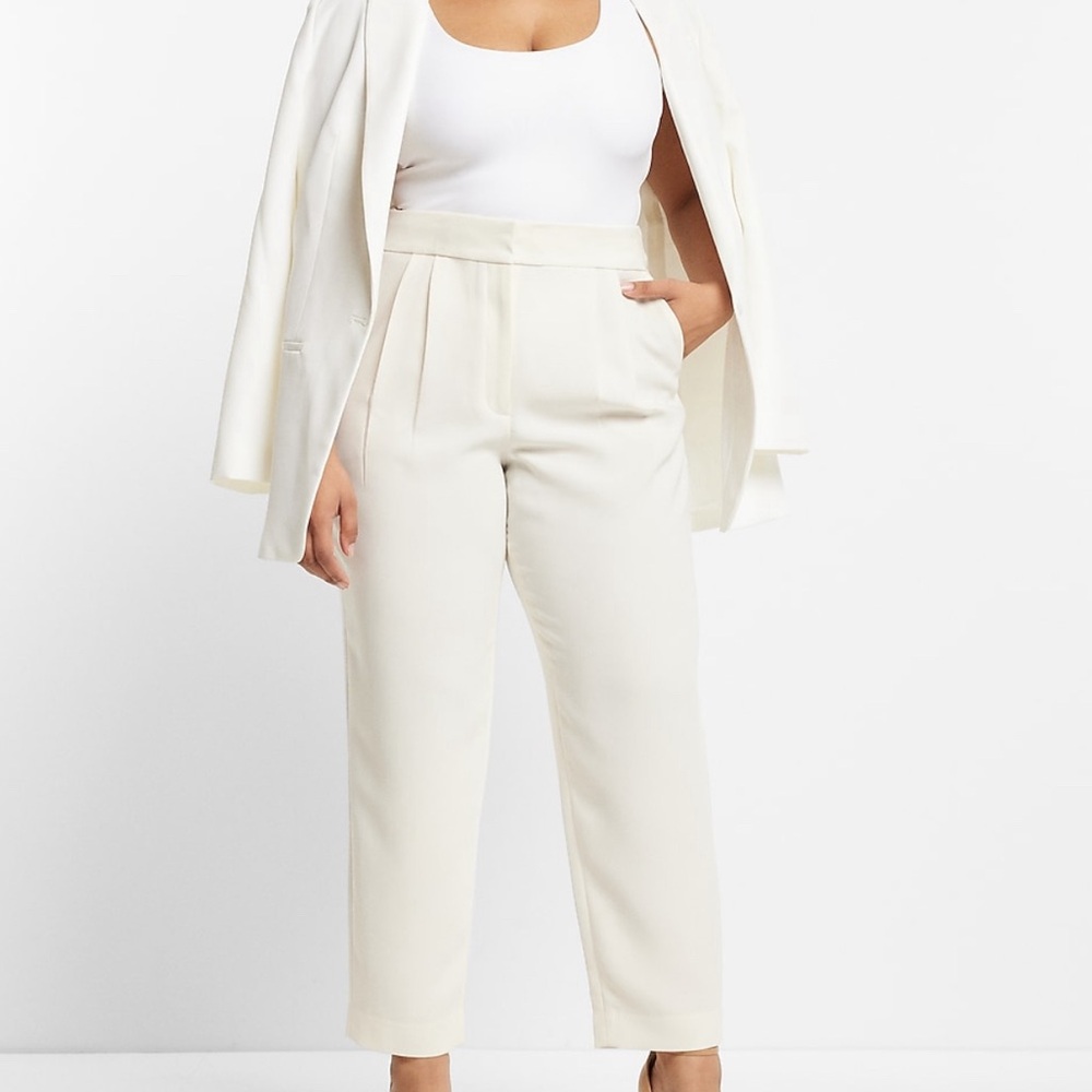 NWT Express Beige Pleated High Rise Ankle Pants 10S